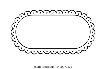 Clipart de ilustración de línea de garabato de marco de vieira redondeado largo
