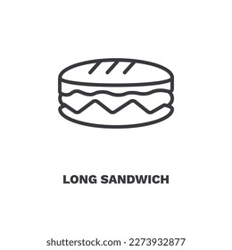 long sandwich icon. Thin line long sandwich icon from restaurant collection. Outline vector isolated on white background. Editable long sandwich symbol can be used web and mobile