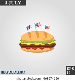 Long sandwich icon in trendy flat style isolated on grey background. Usa independence day symbol for your design, logo, UI. Vector illustration, EPS10.