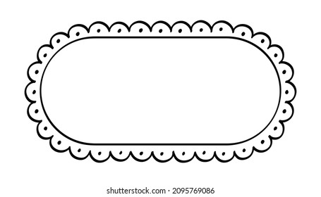 Long scallop frame doodle line art illustration clipart