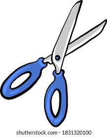 Lange Schere, Illustration, Vektorgrafik auf weißem Hintergrund