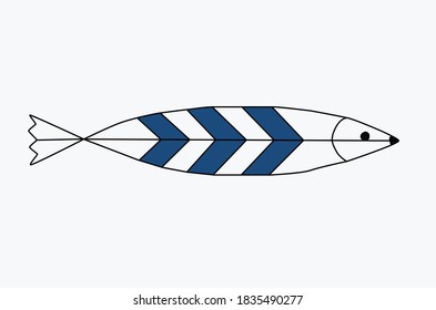 Peces de mar, arenque, ilustración vectorial lineal.