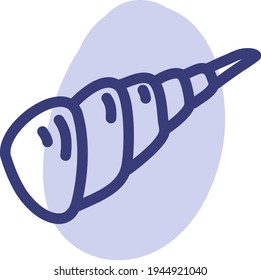 Concha de mar largo, ilustración, vector sobre fondo blanco