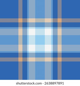 Long seamless fabric tartan, patterned vector pattern check. Gift paper plaid texture background textile in blue and cyan colors palette.