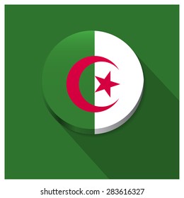 Long shadow Algeria flag Button