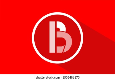 long shadow B red letter logo alphabet for company icon design. Suitable for a corporate or business logotype