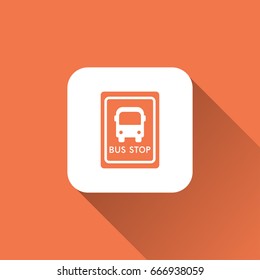 with long shadow bus stop icon
