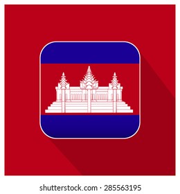 Long shadow Cambodia flag Button