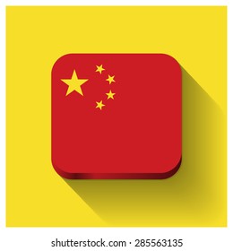 Long shadow China flag Button