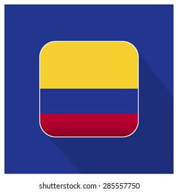 Long shadow Colombia flag Button Long shadow Colombia flag Button