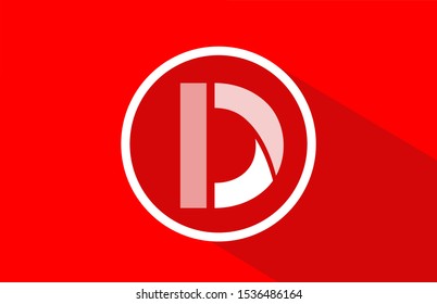 long shadow D red letter logo alphabet for company icon design. Suitable for a corporate or business logotype
