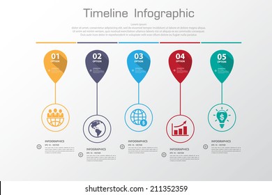 Long Shadow Design clean number timeline template/graphic or website