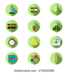 Long shadow Embroidery Icon Set