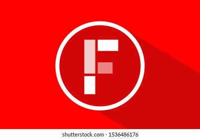 long shadow F red letter logo alphabet for company icon design. Suitable for a corporate or business logotype