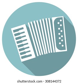 long shadow flat icon of accordeon