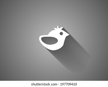 long shadow Flat icon of bird