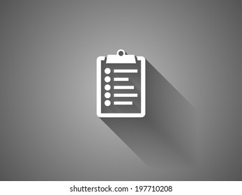long shadow Flat icon of clipboard