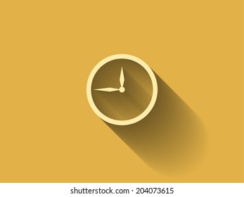 long shadow Flat  icon of clock