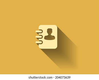 long shadow Flat icon of  contacts book