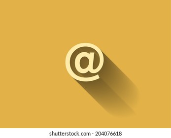 long shadow Flat icon of email