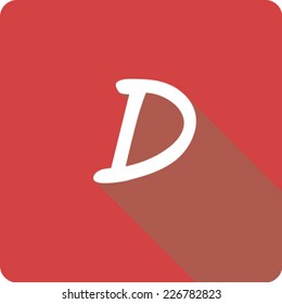Long Shadow Flat Icon for the Letter D