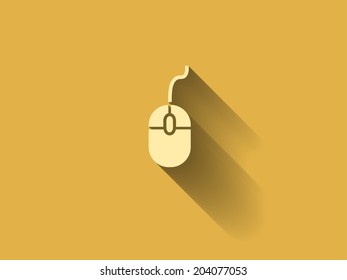 long shadow Flat icon of mouse