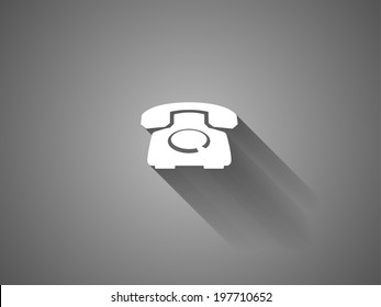 long shadow Flat icon of a phone
