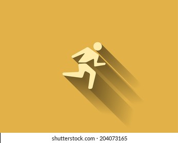 long shadow Flat icon of running man