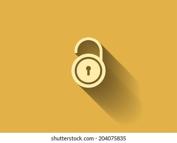 sombra larga Icono plano de desbloqueo