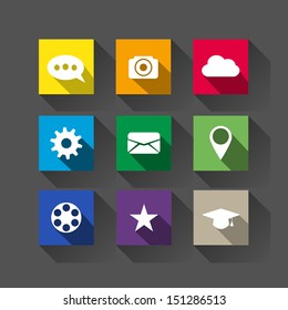 Long shadow flat icons