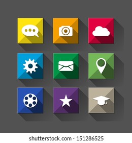 Long shadow flat icons