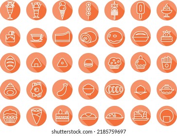 Long Shadow Food Icon Set (orange)