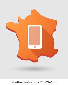 Long shadow France map icon with a phone
