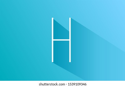 long shadow H logo letter alphabet for icon design in white and blue. Suitable as a logotype for corporate or business company