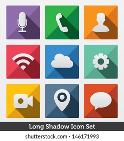 Long Shadow Icon Set | Trendy Design | Most Popular App Icons | Modern Minimal Look | Clean Design Concept | Fashionable Layout