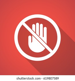 Long shadow illustration of  a hand  in a not allowed signal 
