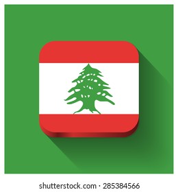 Long shadow Lebanon flag Button
