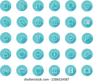 Long Shadow Line Drawing Icon Set Stock Vector (Royalty Free ...