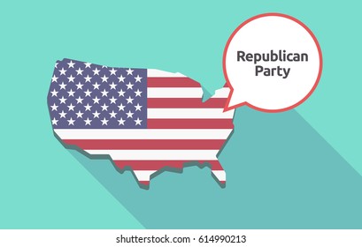 Long shadow map of United States of America and its flag with  the text  Republican  Party