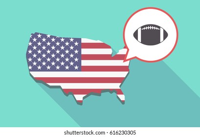 Long shadow map of United States of America and its flag with  an american football balloon