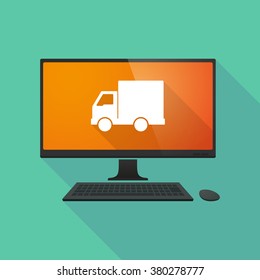 Long shadow personal computer with a  delivery truck