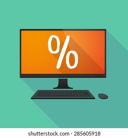 Long shadow personal computer with a discount sign