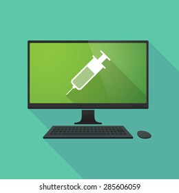 Long shadow personal computer with a syringe