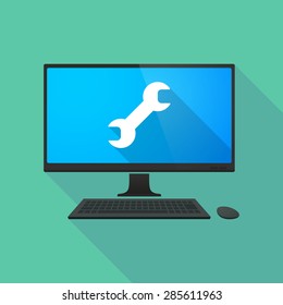 Long shadow personal computer with a wrench