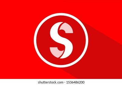 long shadow S red letter logo alphabet for company icon design. Suitable for a corporate or business logotype