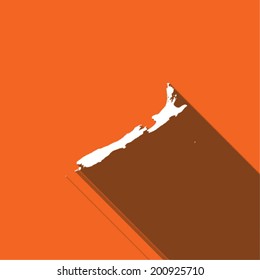 Long Shadow with the shape of the Country of New Zealand