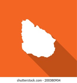 Long Shadow with the shape of the Country of Uruguay