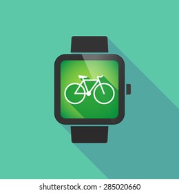 Long shadow smart watch with a bicycle