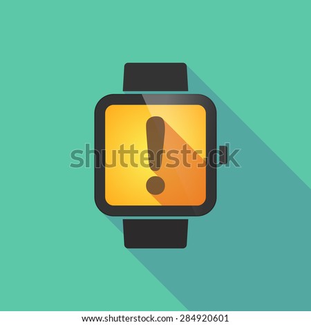 Long shadow smart watch with an exclamation sign