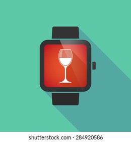 Long shadow smart watch with a glass